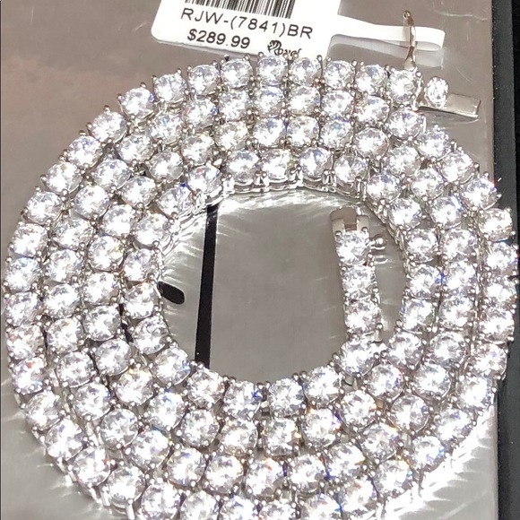 20” 14K White Gold Finishd Lab Diamond Tennis Chain - Picture 5 of 8